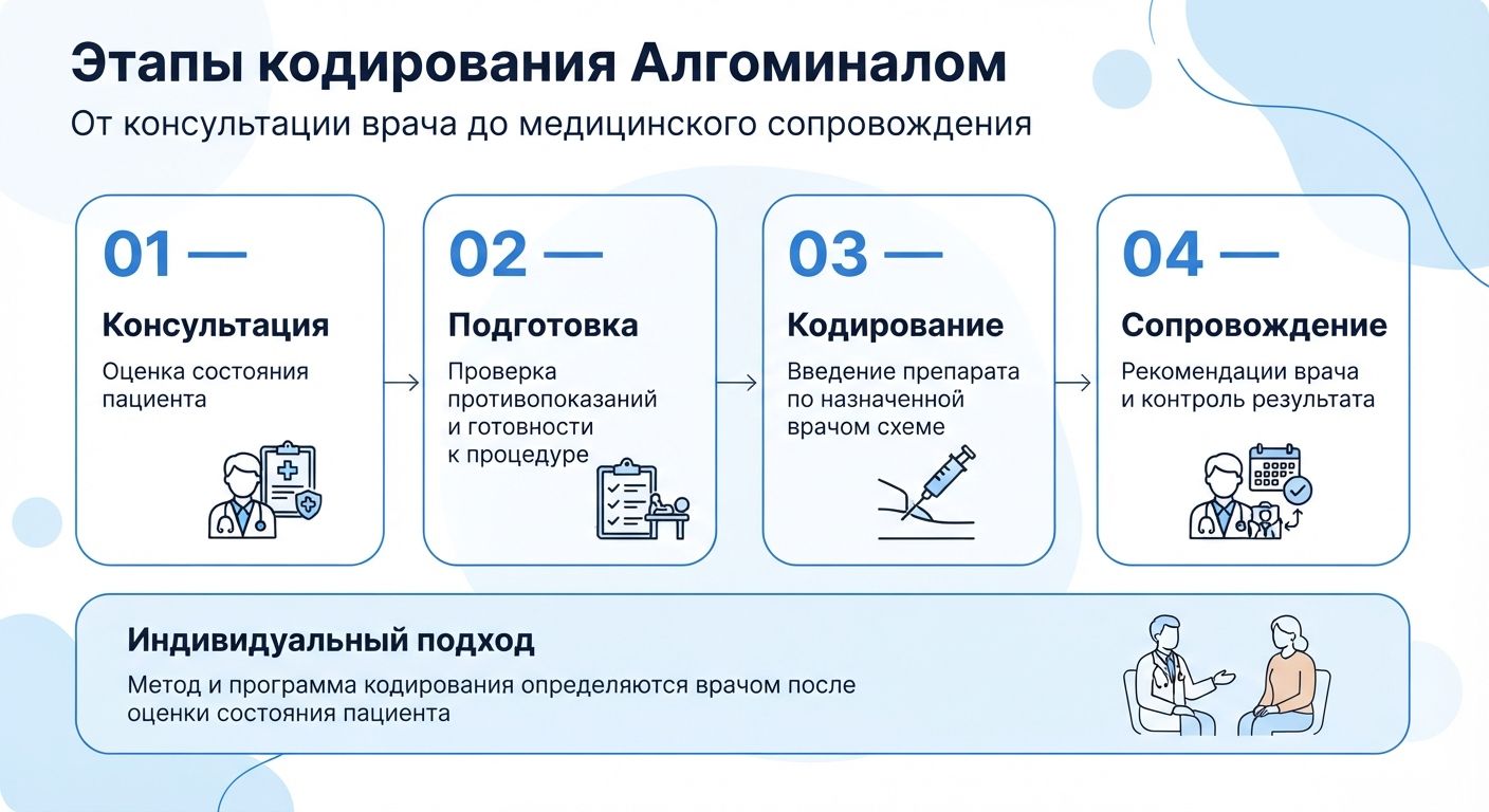 Кодирование препаратом «Алгоминал» в городе Иланский инфографика